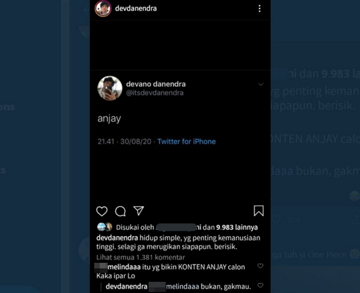 Devano Danendra tak mengakui Lutfi Agizal sebagai calon kakak iparnya