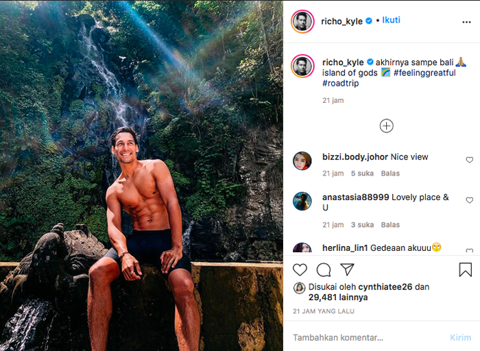 Richard Kyle bersyukur bisa berkunjung ke Bali