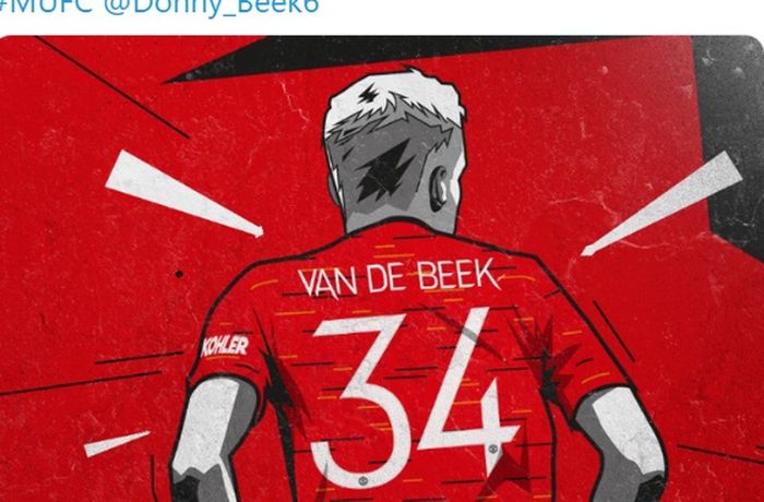 Donny van de Beek secara resmi akan mengenakan jersey dengan nomor punggung 34 di Manchester United. 