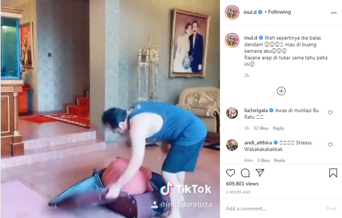Aksi kocak Inul Daratista dan Adam Suseno.