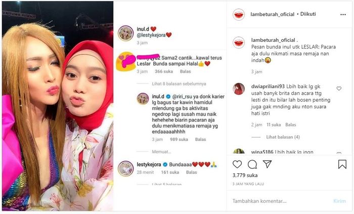 Komentar Inul Daratista soal hubungan Lesti Kejora dan Rizky Billar