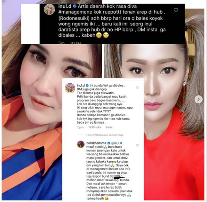 Instagram.com
Komentar Inul Daratista untuk Nella Kharisma