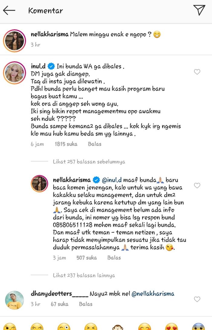 Nella Kharisma angkat bicara usai kena tegur Inul Daratista gegara tak kunjung balas pesan sang pemilik goyang ngebor tersebut.