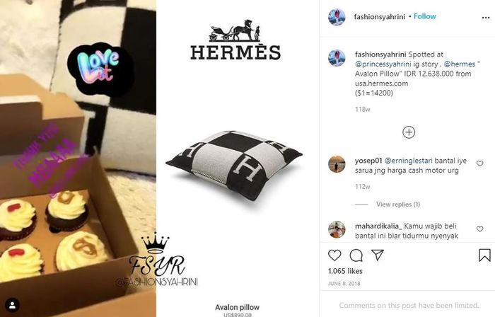 Bantal Syahrini seharga Rp 12 Juta
