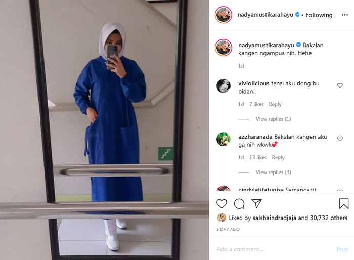 Nadya Mustika mengaku rindu pada kampusnya