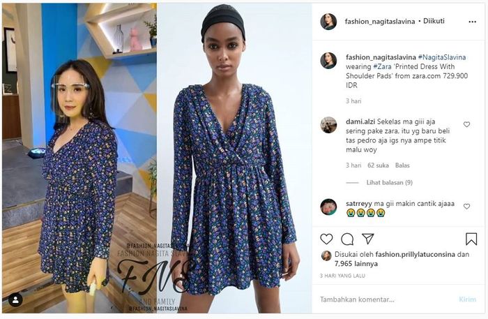 Penampakan Dress Nagita Slavina yang harganya Rp 730 ribu.