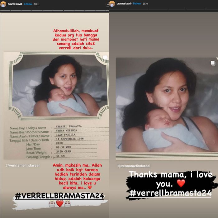 Unggahan Verrell Bramasta