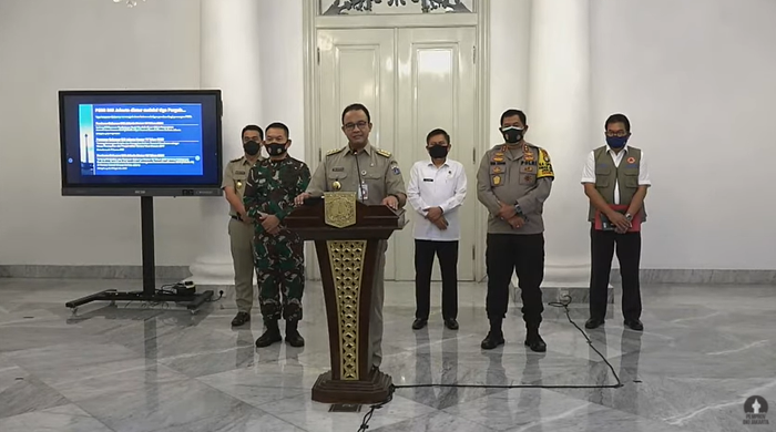 Konferensi Press Anies Baswedan terkait PSBB Jakarta, Minggu (13/9/2020).