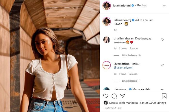 Potret seksi <a href='https://jambi.tribunnews.com/tag/marion-jola' title='Marion Jola'>Marion Jola</a> yang tuai pujian.