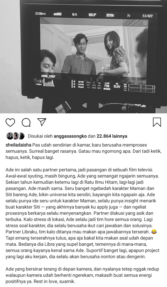 Unggahan duka Sheila Dara kehilangan sosok Ade Firman Hakim