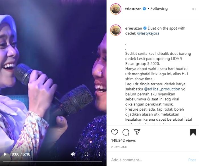 Nyanyikan Lagu Kulepas Dengan Ikhlas Erie Suzan Bagikan Cerita Duetnya Bersama Lesty Kejora Semua Halaman Nova