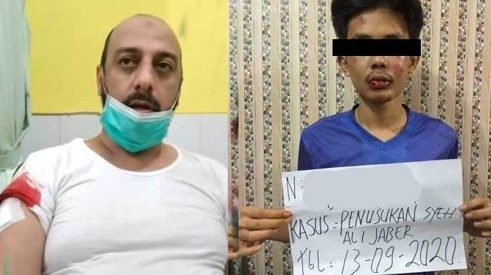 Syekh Ali Jaber dan tersangka penyerangan pada dirinya saat sedang ceramah di Lampung