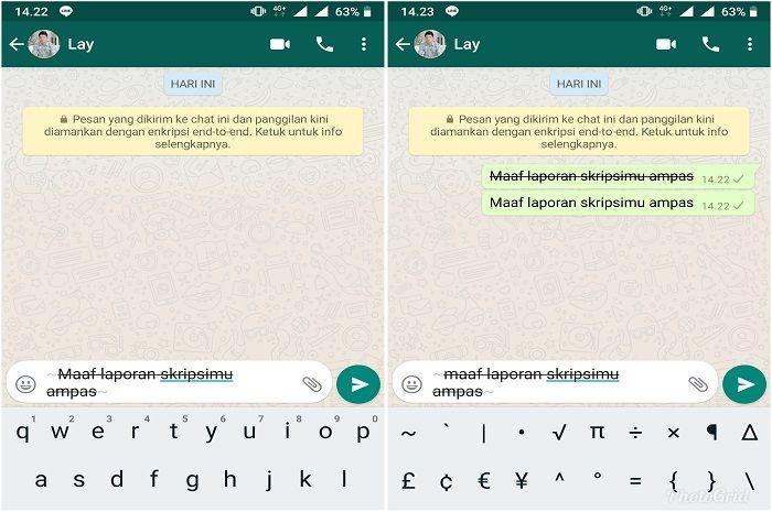 Trik mengubah font WhatsApp