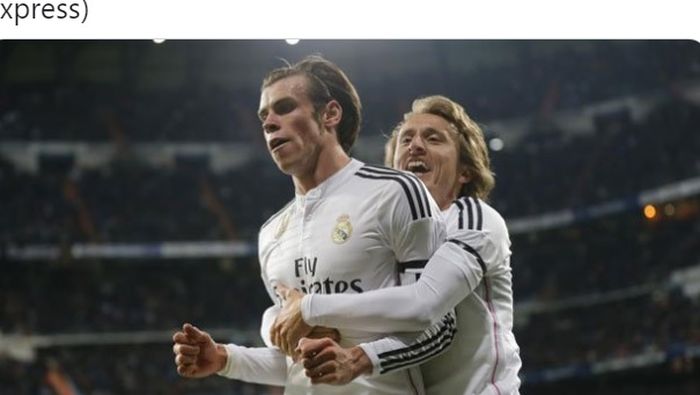 Dua pemain Real Madrid, Gareth Bale dan Luka Modric. 