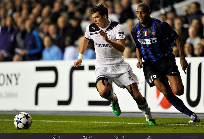 Gareth Bale saat melawan Inter Milan pada ajang Liga Champions 2010-2011.