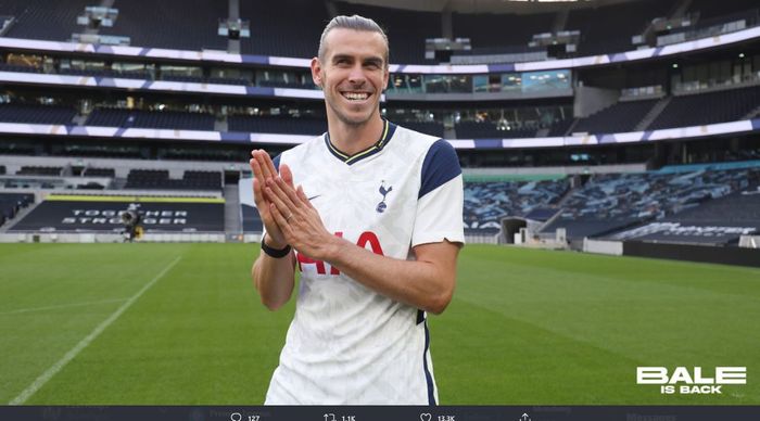 Gareth Bale saat dikenalkan sebagai pemain baru Tottenham Hotspur.