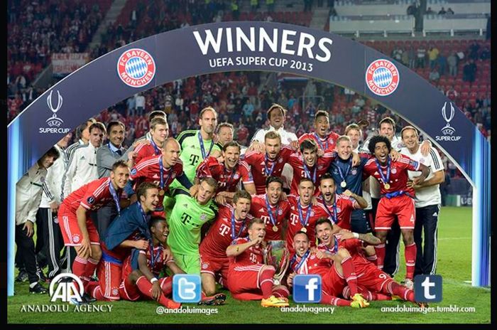Bayern Muenchen saat menjuarai Piala Super Eropa 2013.