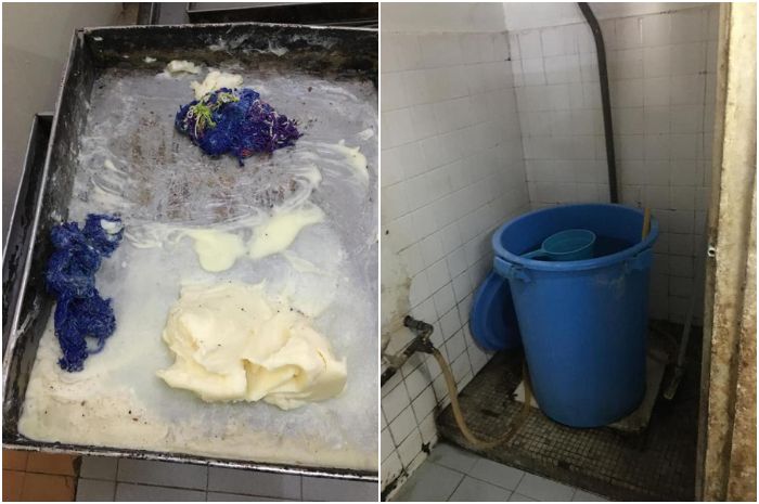 Adonan roti dibuat menggunakan air yang diambil dari toilet yang kotor. Kolase gambar Facebook/DBLK