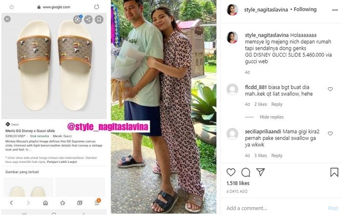 Nagita kepergok pakai sandal harga Rp 5 jutaan sampai bikin netizen puyeng.