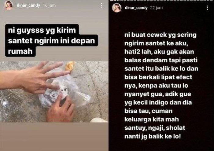 Dinar Candy tunjukan kiriman santet yang ia terima