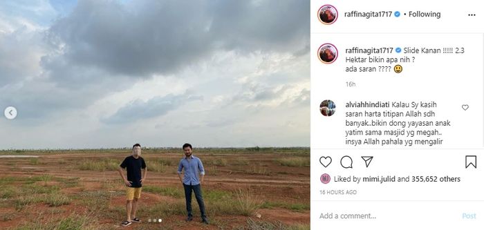 Raffi Ahmad kebingungan punya tanah seluas 2,3 hektar