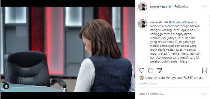 Dituding melakukan wawancara imajiner, Najwa Shihab buka suara dan klarifikasi membuat undangan terbuka untuk Menteri Terawan hadir di acara Mata Najwa.