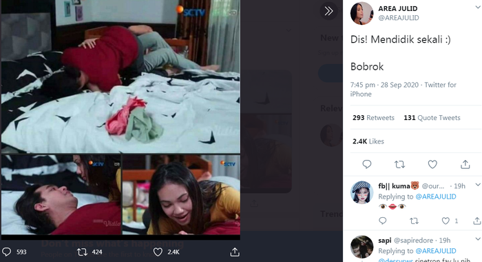 Adegan ranjang Rangga Azof dan Haico Van Der Veken dalam sinetron Samudera Cinta tuai kritikan netizen dan dianggap tak layak tayang.