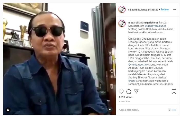 Kesaksian Deddy Dhukun saat terakhir bertemu Nike Ardilla