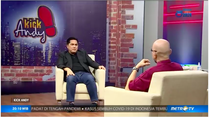Tangkapan layar kanal YouTube metrotvnews metrotvnews__
Erick Tohir mengungkapkan besaran gajinya sebagai menteri