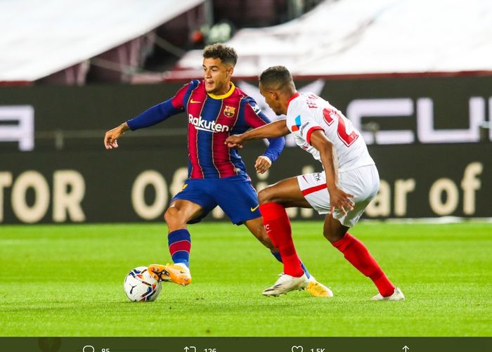 Laga Barcelona vs Sevilla di pekan ke-5 Liga Spanyol berakhir imbang 1-1, Minggu (4/10/2020) di Camp Nou.