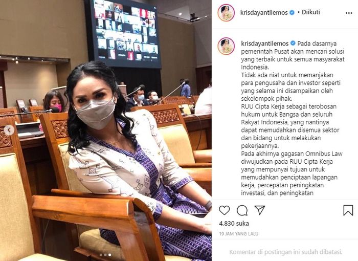Krisdayanti tetiba buka suara soal keuntungan RUU Cipta Kerja dan solusi pemerintah