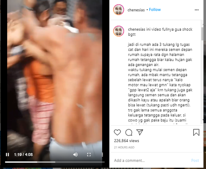 Gara=gara semen, tetangga di Pulogadung, Jakarta Timur saling berantem, salah satunya bawa celurit