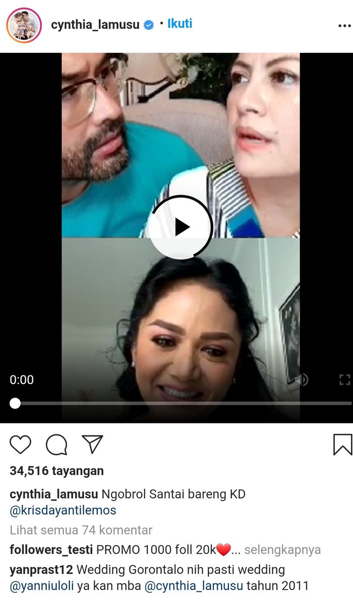 Krisadyanti saat curhat dengan Cynthia