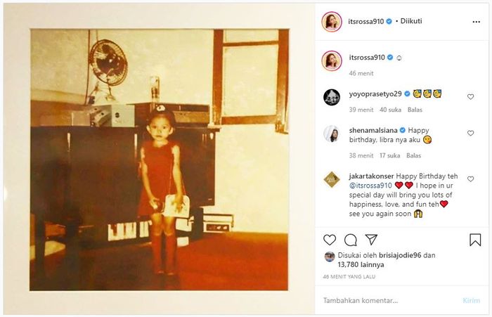 Rossa pamer potret masa kecilnya dalam rangka peringati hari ulang tahunnya yang ke-42 hingga banjir ucapan selamat dari netizen