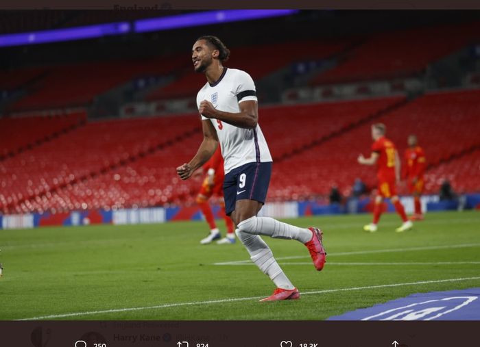 Dominic Calvert-Lewin, mencetak gol dalam laga debutnya saat timnas Inggris mengalahkan Wales 3-0, Kamis (8/10/2020) di Wembley, London.