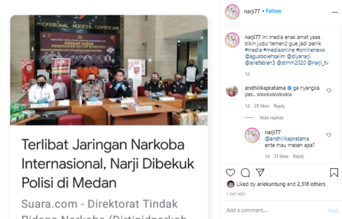 Narji diberitakan terlibat jaringan narkoba