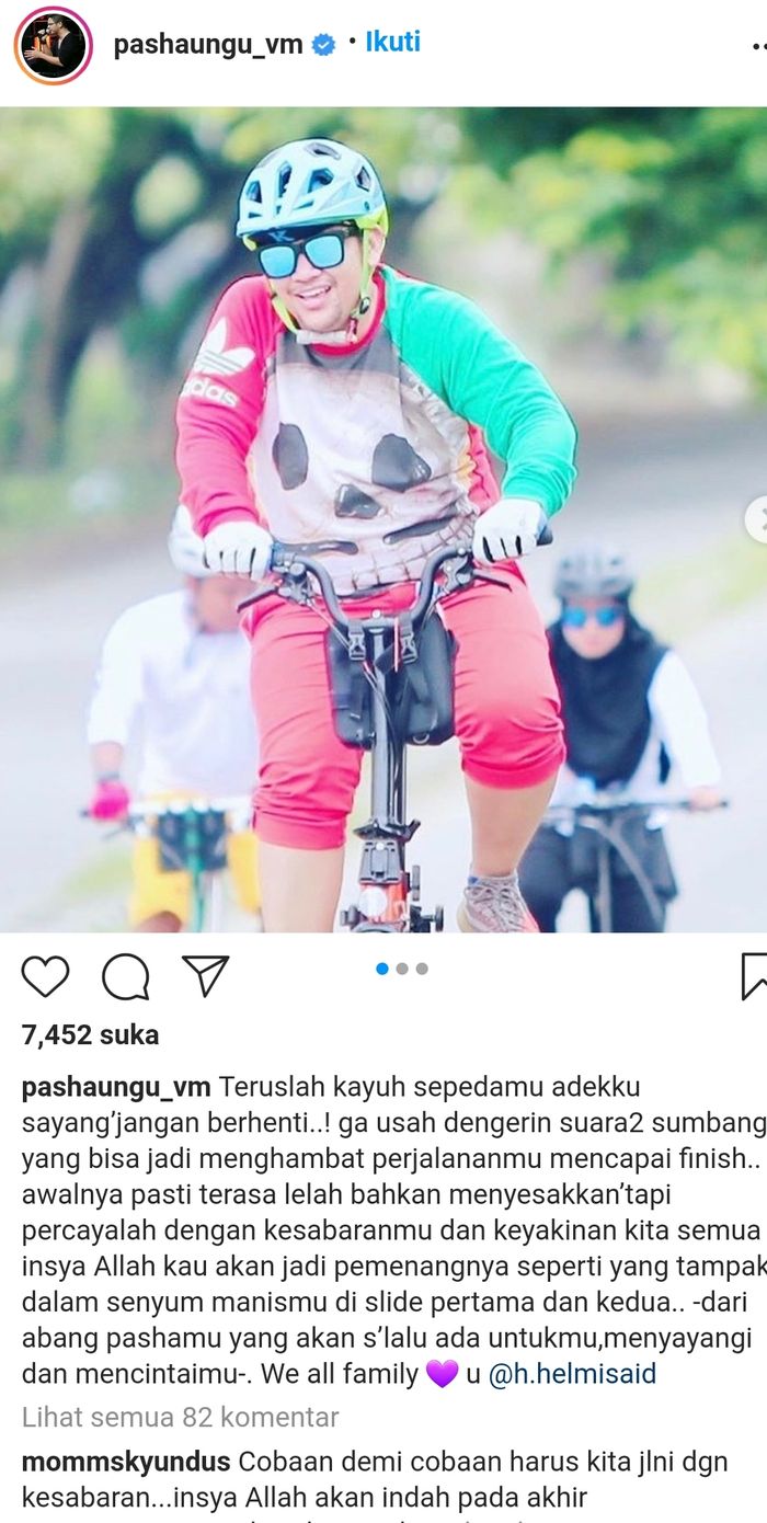 Pasha Ungu langsung memberikan semangat untuk sang adik.Instagram @pashaungu_vm