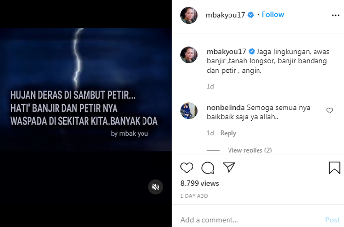 Penerawangan Mbak You soal bencana alam