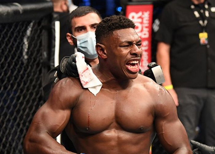 Joaquin Buckley sesaat setelah mencetak tendangan wakanda viral pada UFC Fight Siland 5 (11/10/2020).