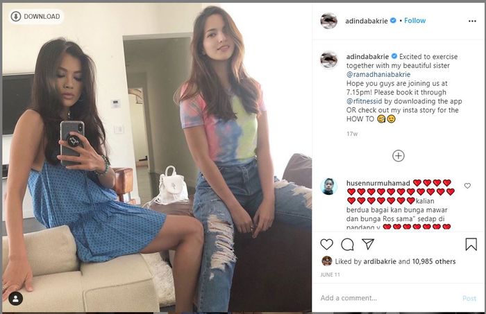 Instagram @adindabakrie
Adinda Bakrie dan Nia Ramadhani