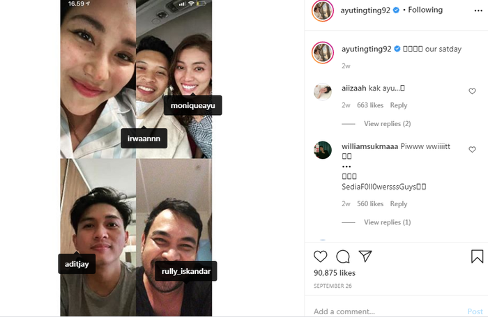 Potret kebersamaan Ayu Ting Ting dengan Adit Jayusman