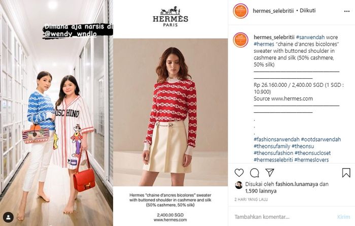 Sarwendah kepergok pakai kaos mahal harga Rp 26 jutaan 