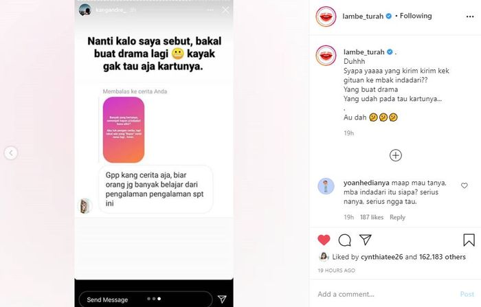 Unggahan akun gosip Lambe Turah