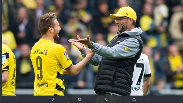 Juergen Klopp dan Ciro Immobile saat masih sama-sama di Borussia Dortmund.