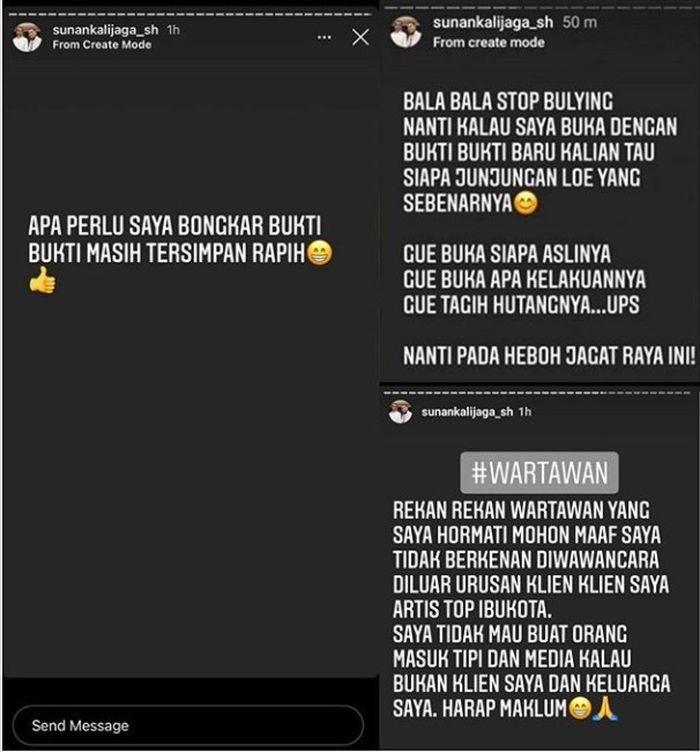 Instastory Sunan Kalijaga singgung soal hutang
