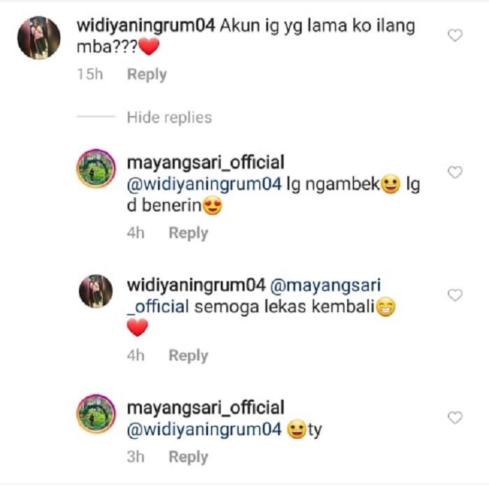 Jawaban Mayangsari saat ditanya nasib akun Instagram-nya yang mendadak lenyap
