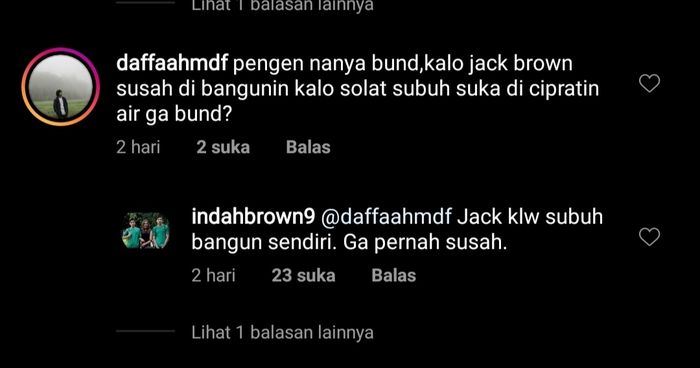 Ibu dari Jack Brown, Indah Brown, yang menjelaskan kalau sang anak tidak pernah malas untuk bangun subuh.