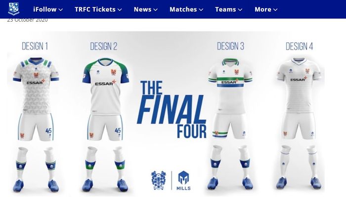 Tim Liga Inggris kasta keempat, Tranmere Rovers, akan menggunakan jersey dari apparel Mills pada musim 2021/2022.