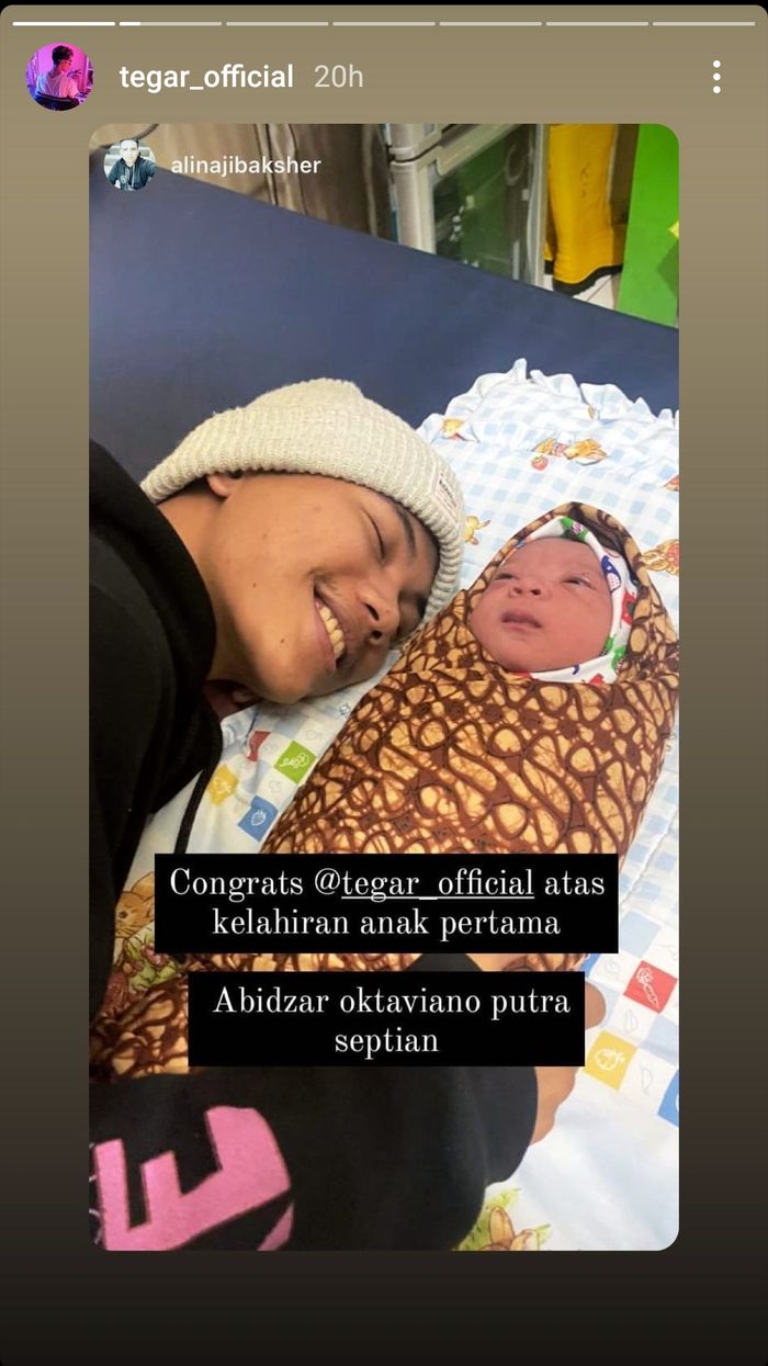 Ucapan selamat dari rekan untuk Tegar Septian atas kelahiran buah hatinya