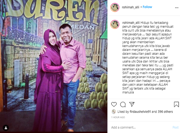 Unggahan terbaru Rohimah, istri pertama Kiwil